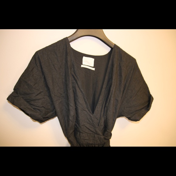 UO | Linen Wrap Black Dress | XS - Picture 7 of 11